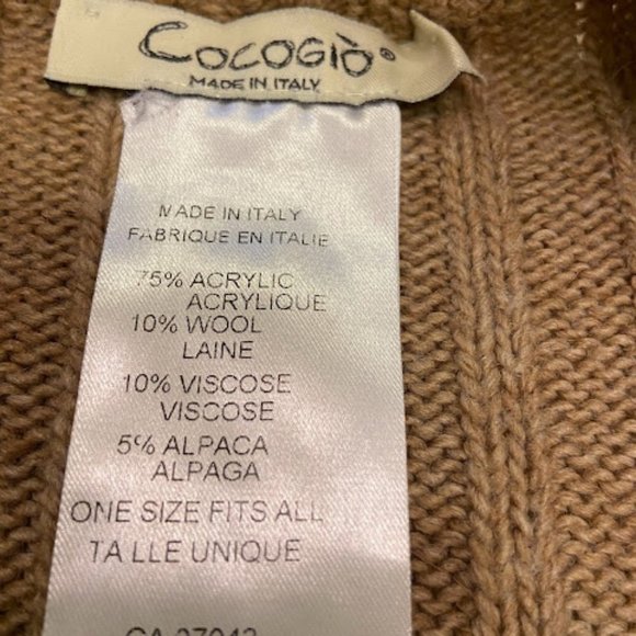 Cocogio Made in Italy Alpaca Wool Blend Colorblock Poncho - Picture 3 of 5